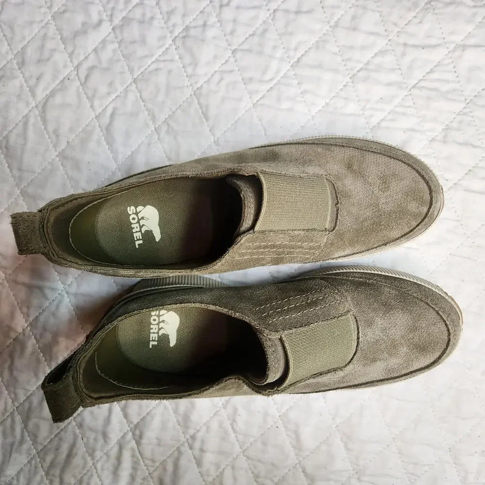 Sorel waterproof sz 6 slip on sneakers beige Womens' preppy casual comfort easy - Picture 4 of 8